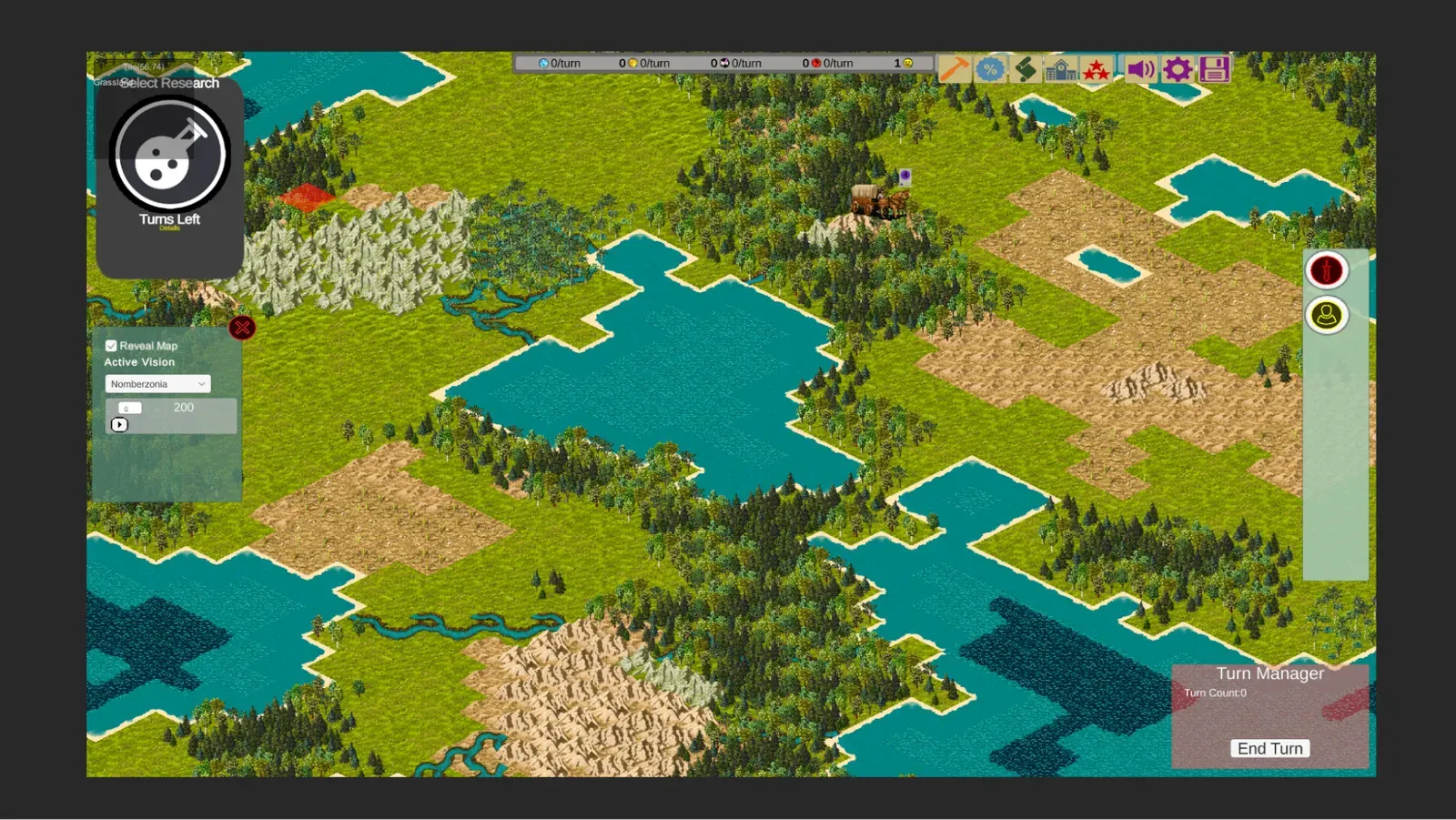 Gunther's first terrain art, with placeholder UI around the map