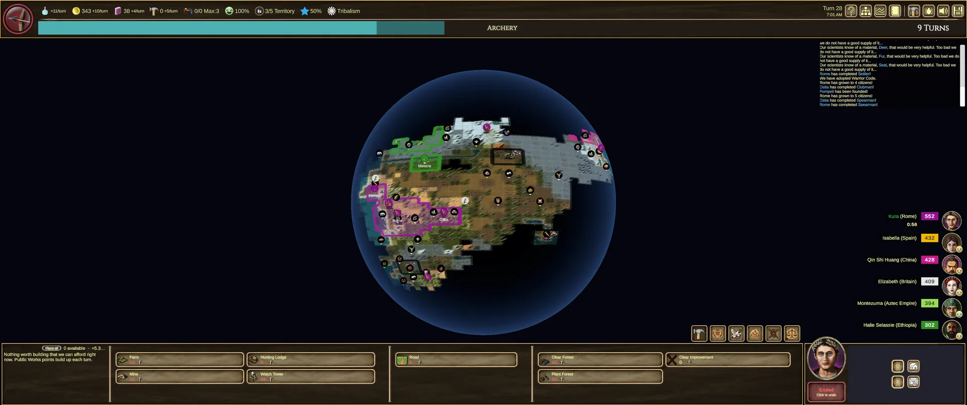 The world as a globe